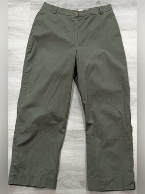 & Trousers Olive Green Cotton Spandex Wide Leg Ankle Pants Womens Size 0